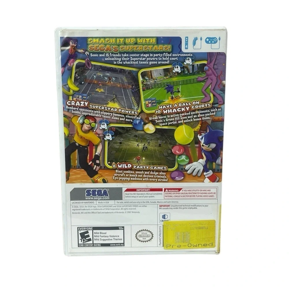 Nintendo Wii Sega Superstars Tennis sonic Video Game w Manual